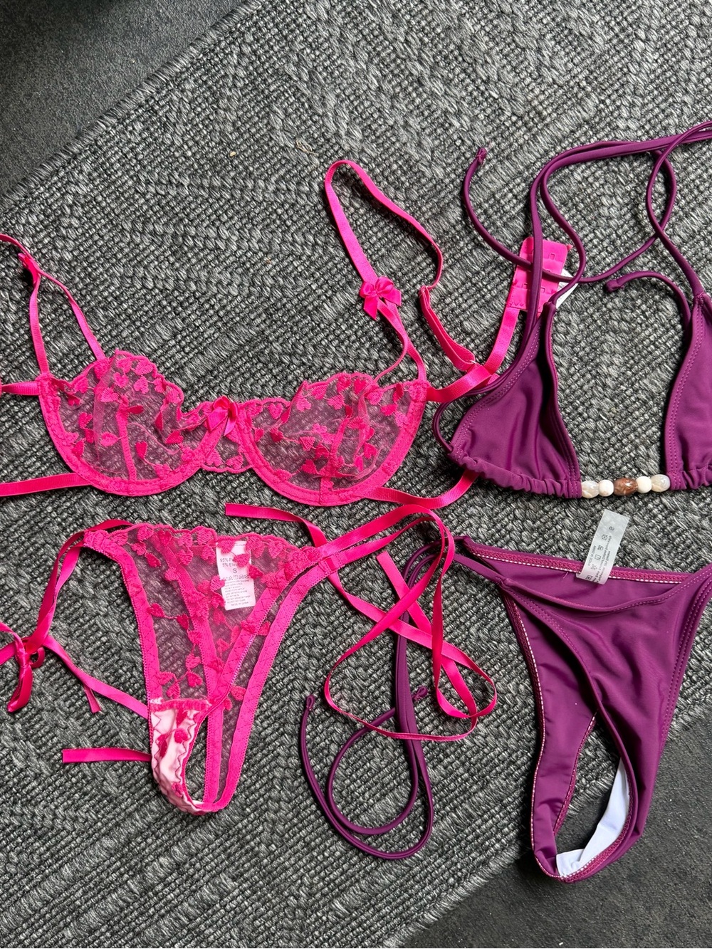 SHEIN Hot Pink Lace & Plum Two-Piece Bikini Set ( not used) - Picture 1 of 3